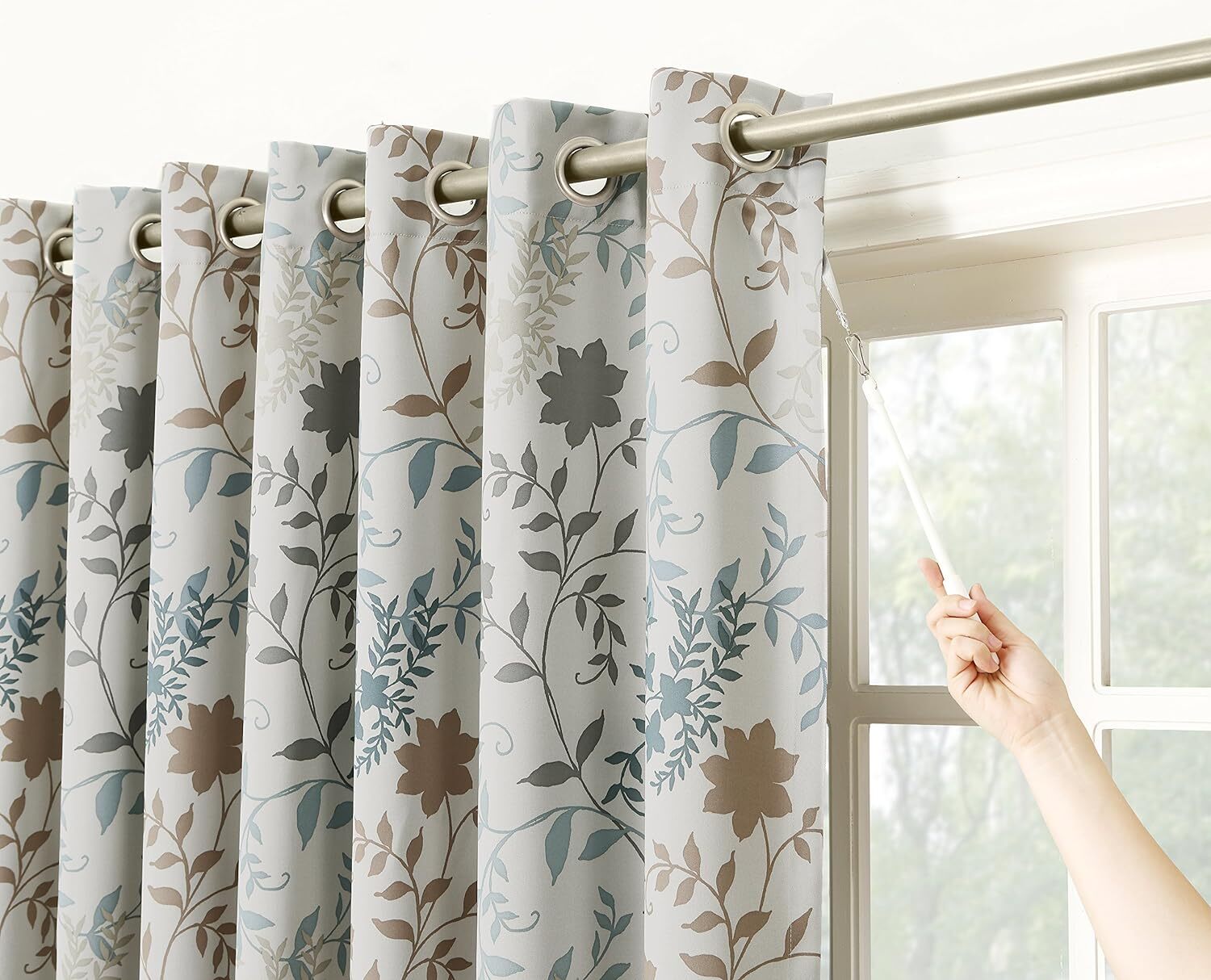 Floral Print Energy Efficient Grommet Sliding Patio Door Curtain Panel,1 Panel
