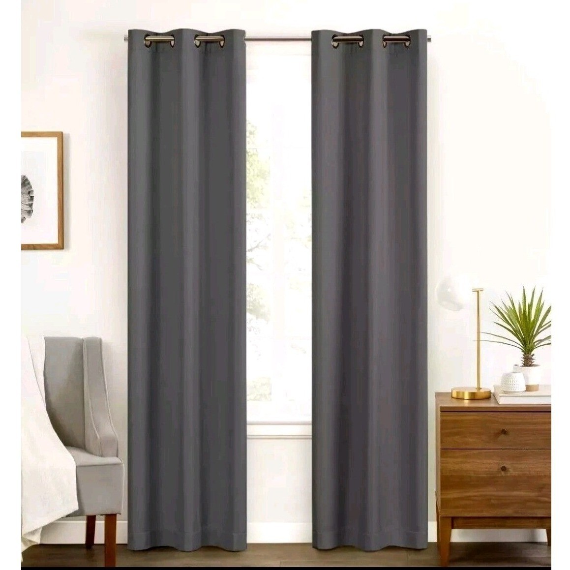 Eclipse DuoTech Grommet Curtain Panel Draft Stopper Total Blackout 40×84 Grey