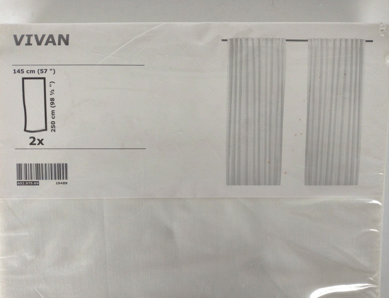 NEW IKEA Vivan Curtains Semi Sheer White 2 x set Panels 57″ x 98.5″ 602.975.69