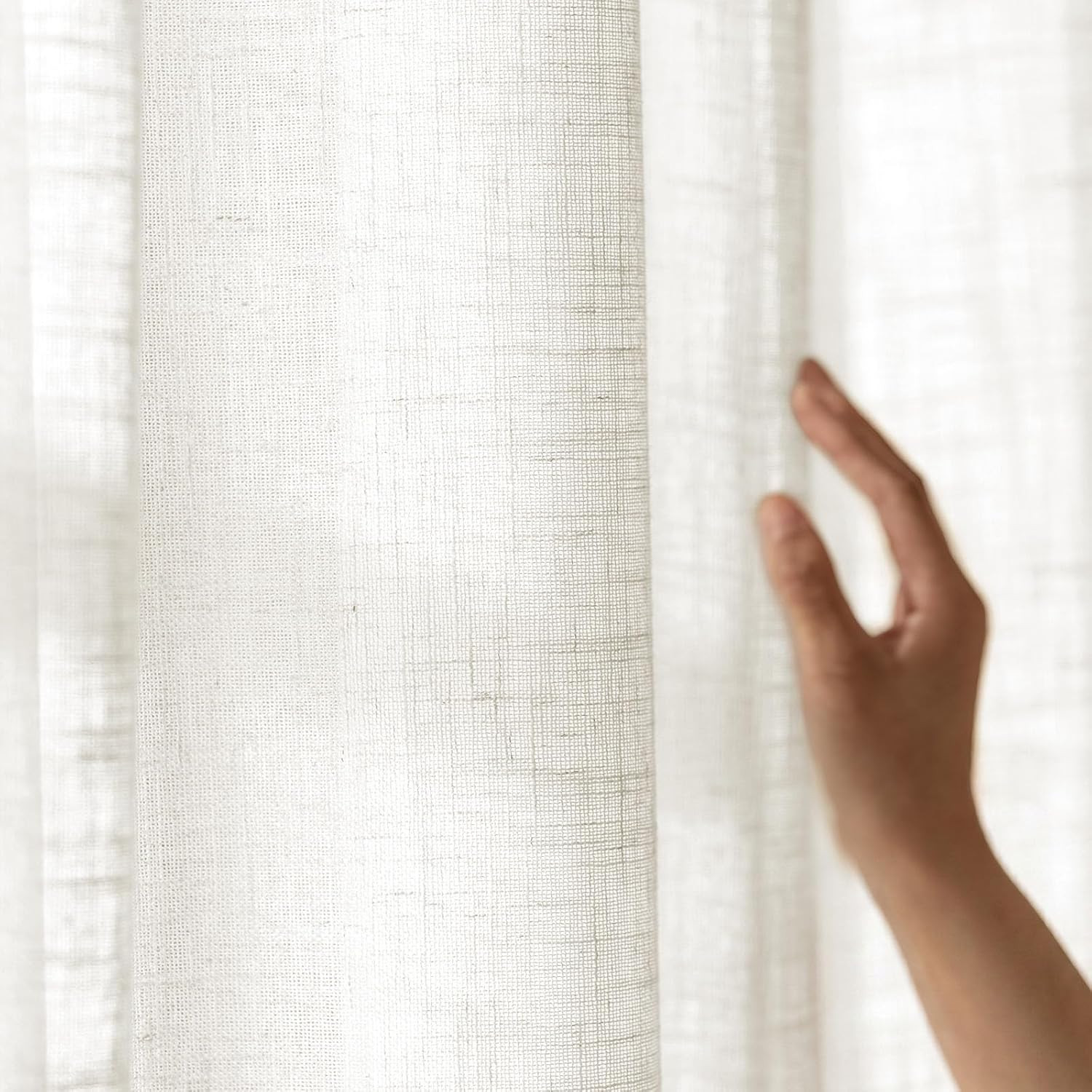 jinchan Natural White Pinch Pleated Curtains 84 Inches Long for Living Room Line