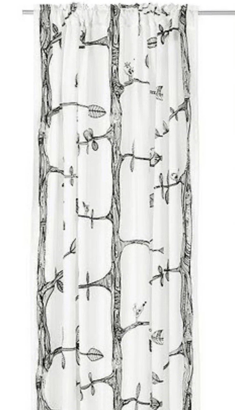 IKEA EIVOR Panel (1) 57×98 WH-BL Bird Tree Kajsa Aronsson Light Filtering EUC