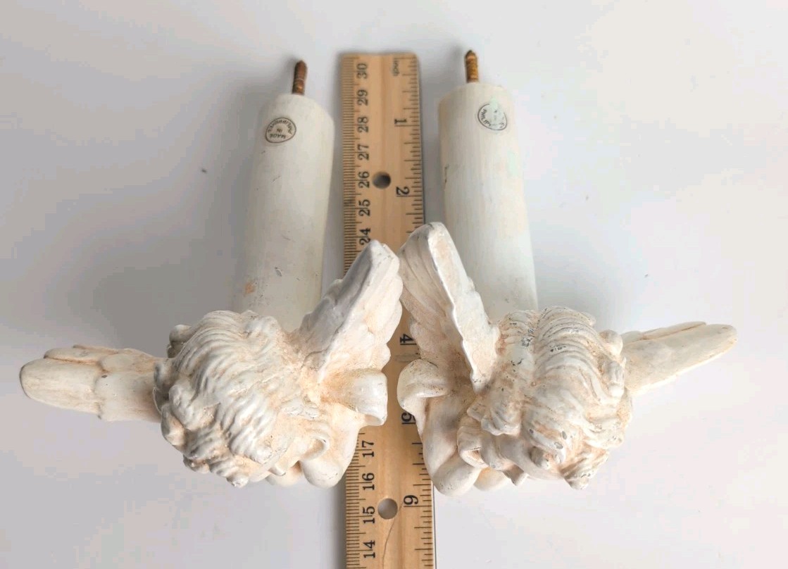 Vtg 5.75″Angel Cherub Curtain Hold Back Finial Door Handle Figurine Set of 2