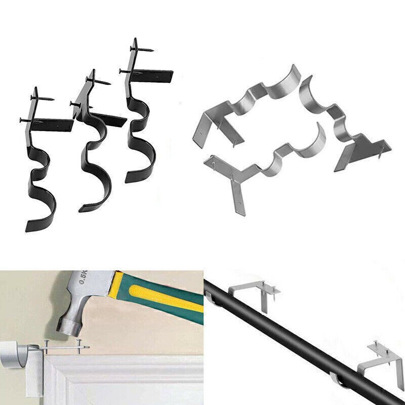 2 Double Hang Curtain Rod Holders Bracket Into Window Frame Curtain Rod Brackets