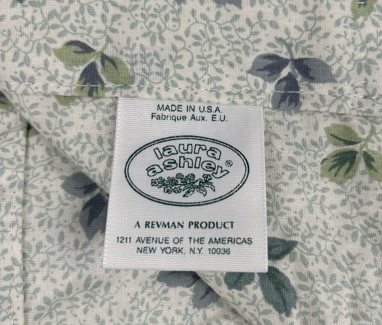 Laura Ashley Window Valance Pair (2) Rod 18″X83″ Floral Straight Gathered Blue