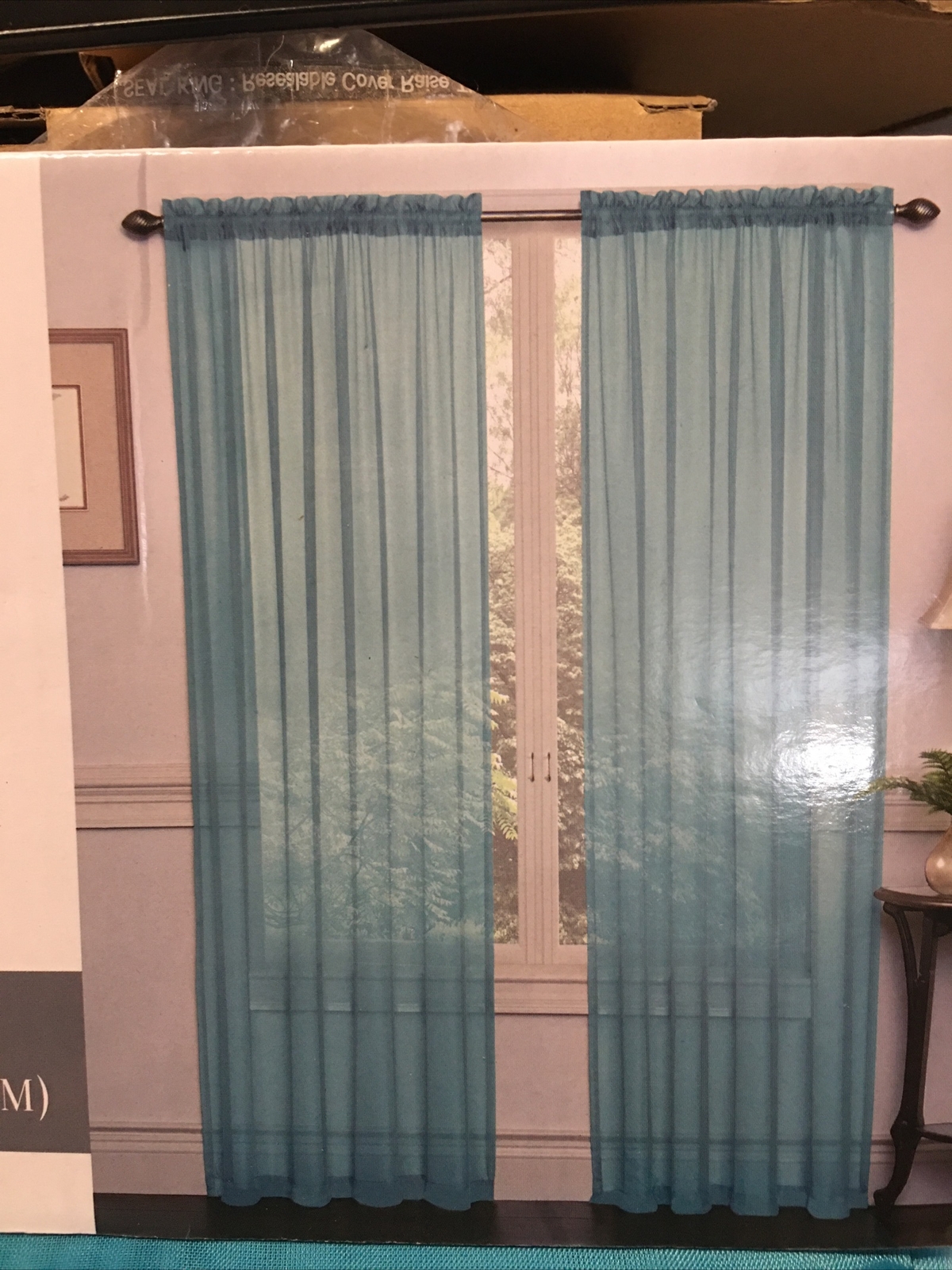 Crystal 2-Pack Sheer Rod Pocket Window Panel, Turquoise, 104×52 Inches Total