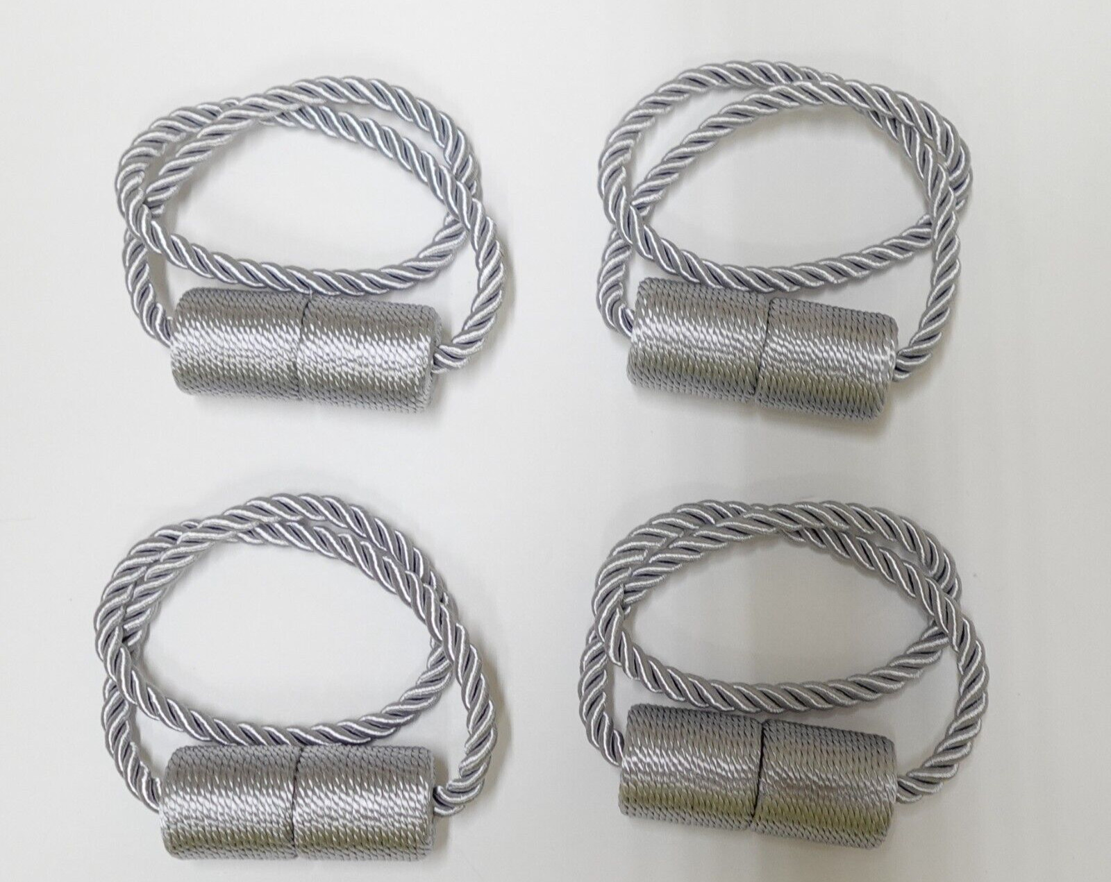 4 PCS Magnetic Curtain Tiebacks Elegant Decorative Tie Backs Drapes Grey Silver