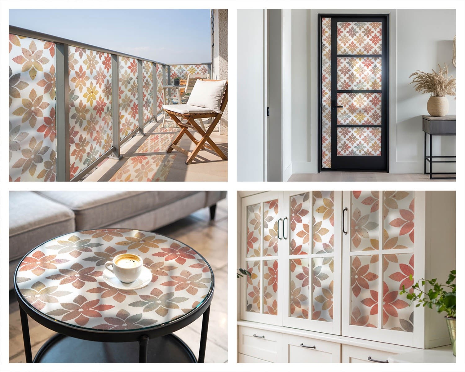 Frosted Glass Vinyl without Blocking the Light Floral Beauty Art Red