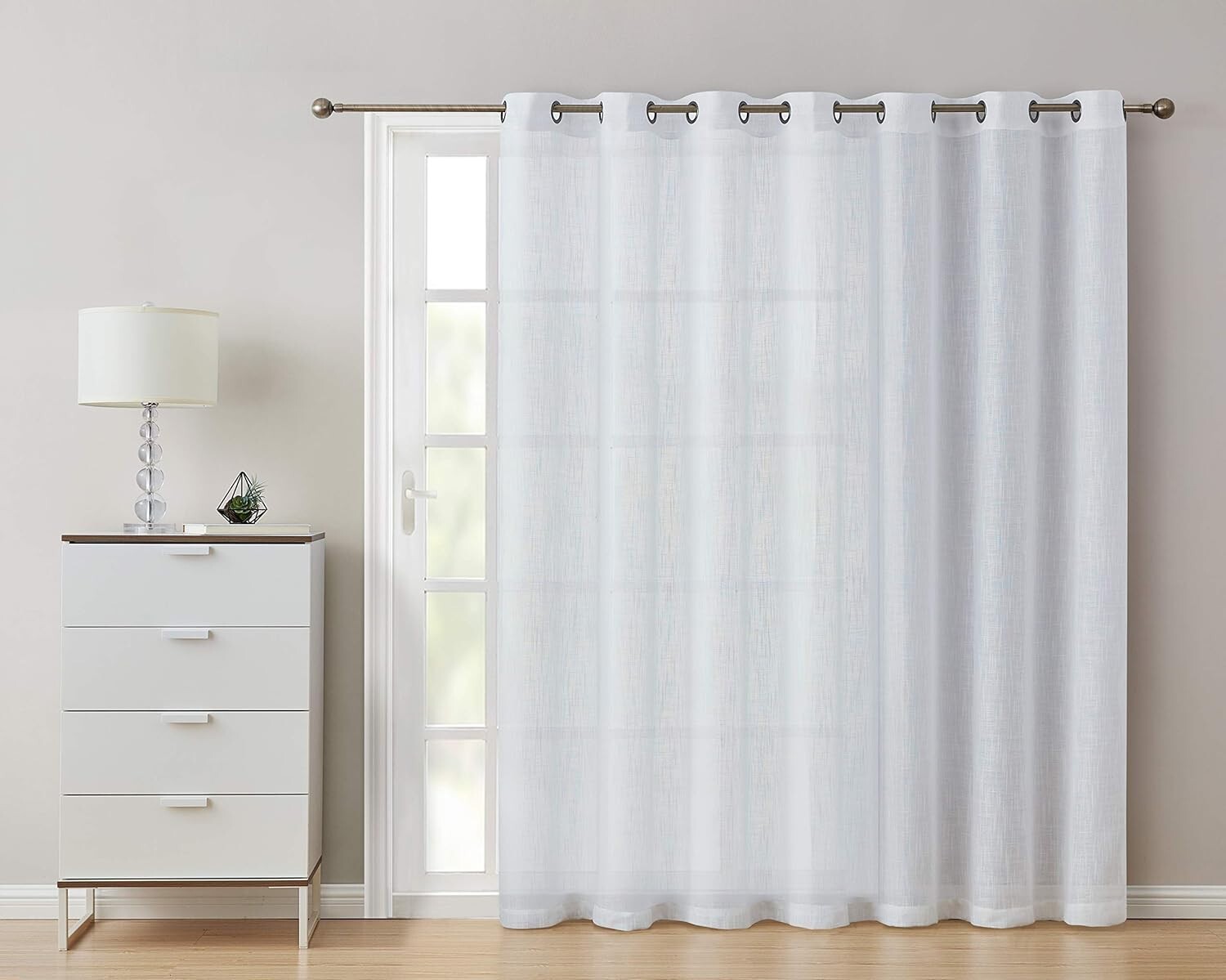 HLC.ME FAUX LINEN SEMI SHEER LIGHT FILTERING GROMMET CURTAIN PANEL 100″W X 84″L