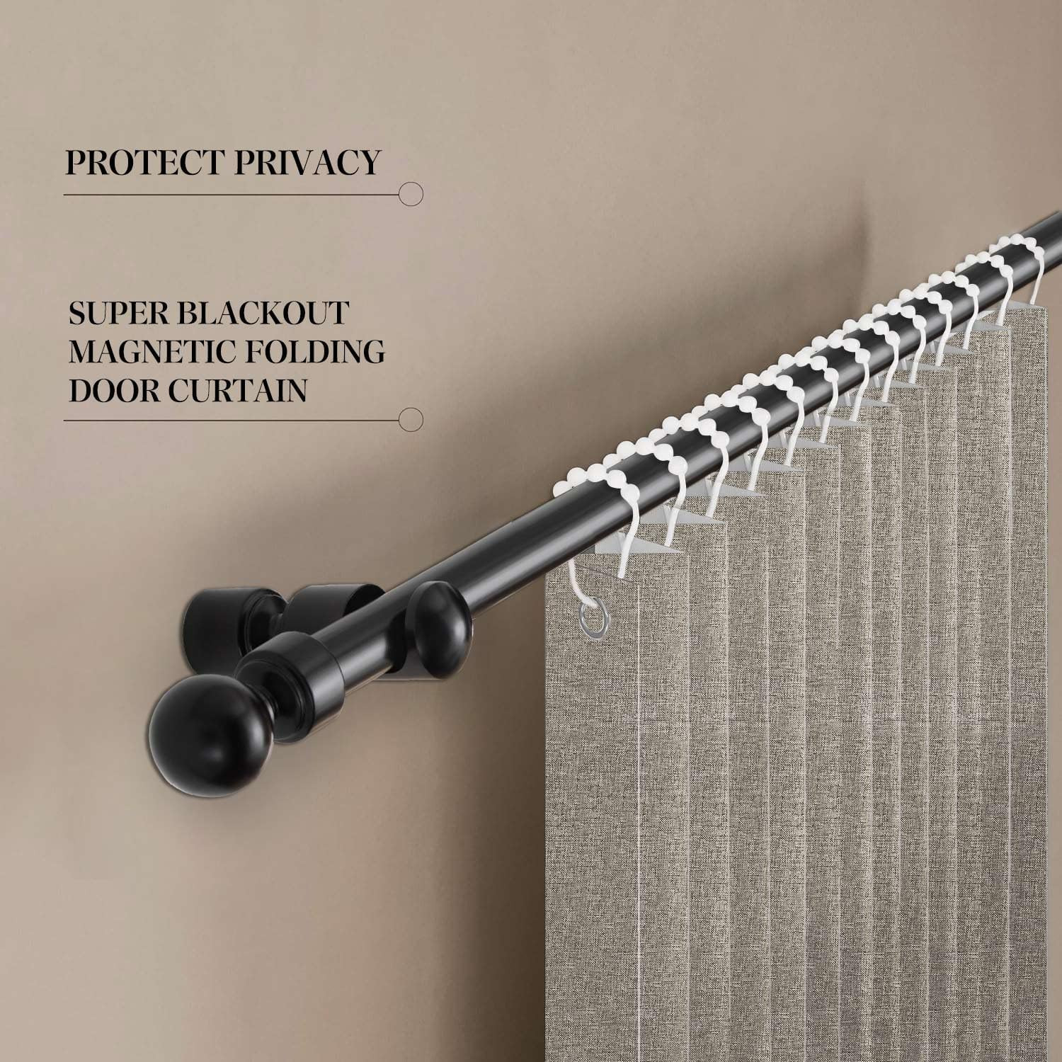 100% Blackout Fabric Folding Door Curtain with Magnetic Closure – Accordion for