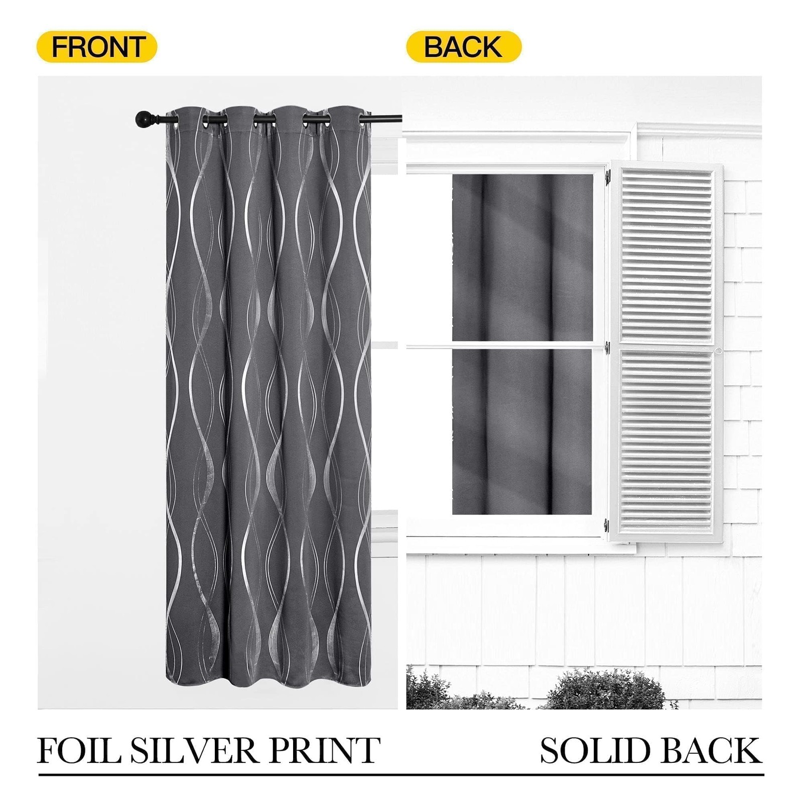 Grey Blackout Striped Pattern Curtains for Living Room 84 inch Long 2 Panels …