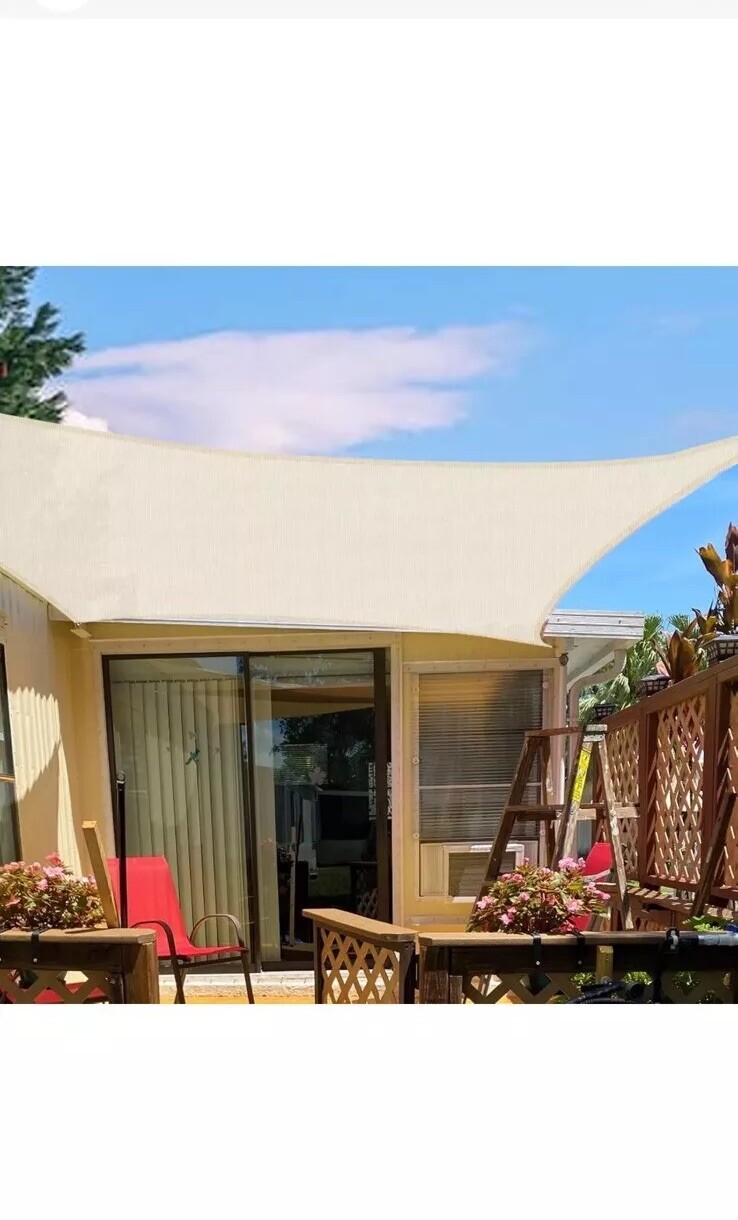 SUNLAX Sun Shade Sail,10’x8″ Beige Rectangle Canopy UV Blocking
