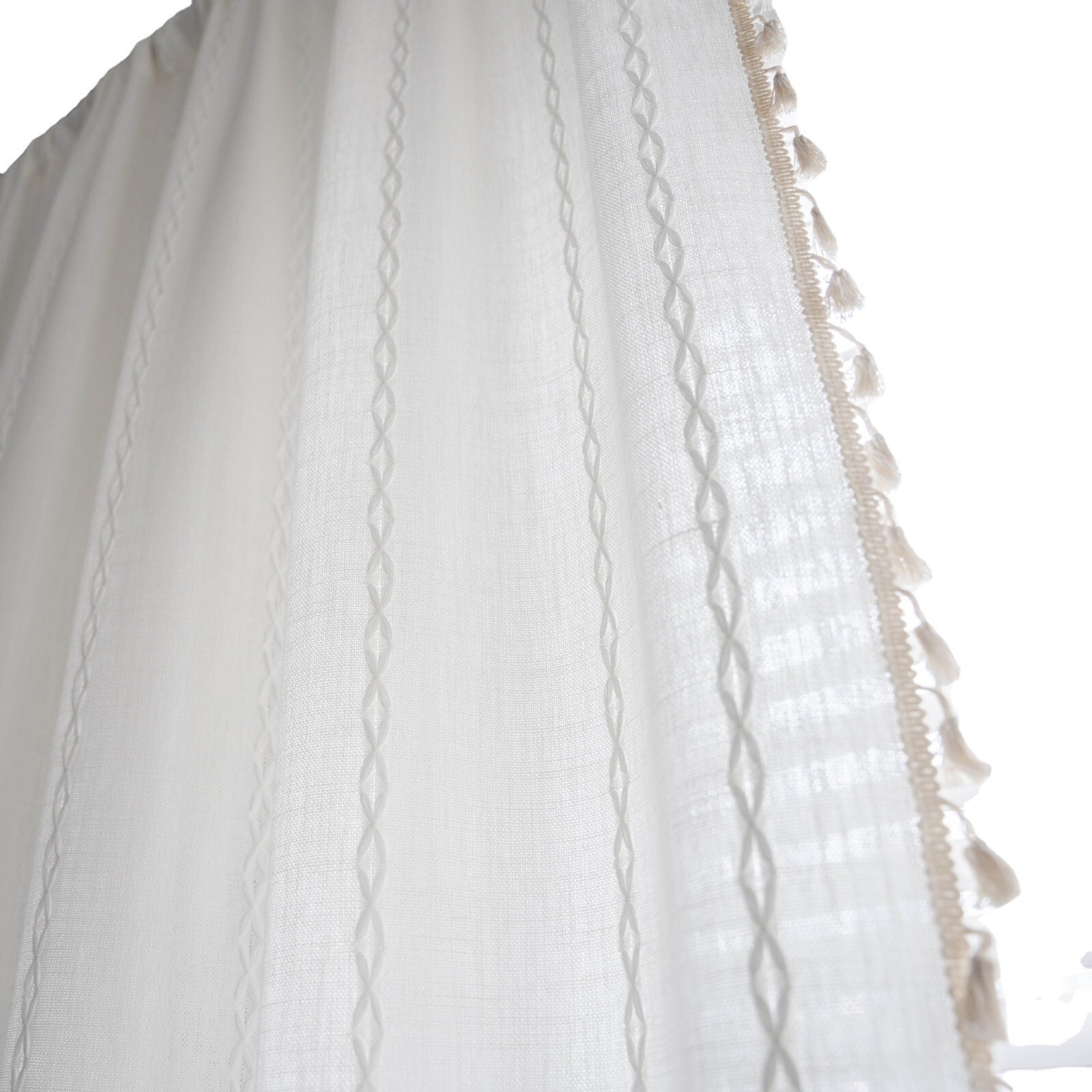 Rustic Striped Embroidered Curtain Window Drapes Panel Farmhouse Boho Home Decor