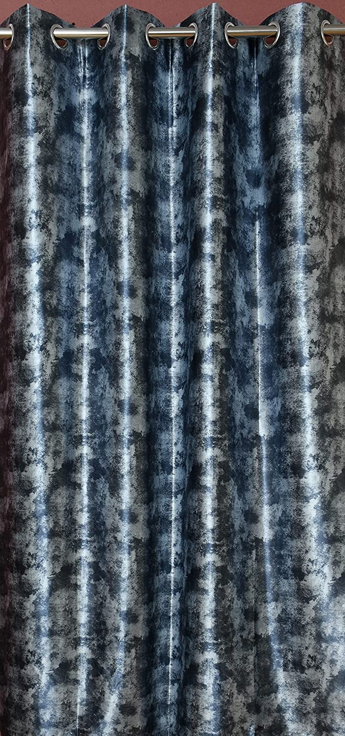Solid Texture Print Polyster Curtain – 10 feet Long Door, Grey[2 Piece], Eyelet