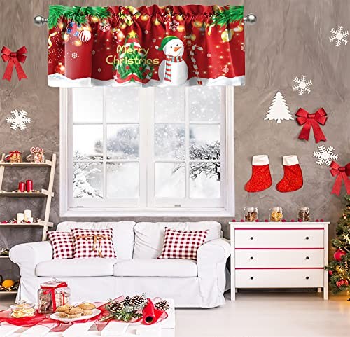 Christmas Tree and Snowman Kitchen Window Valances Merry Christmas Candy Grey 2
