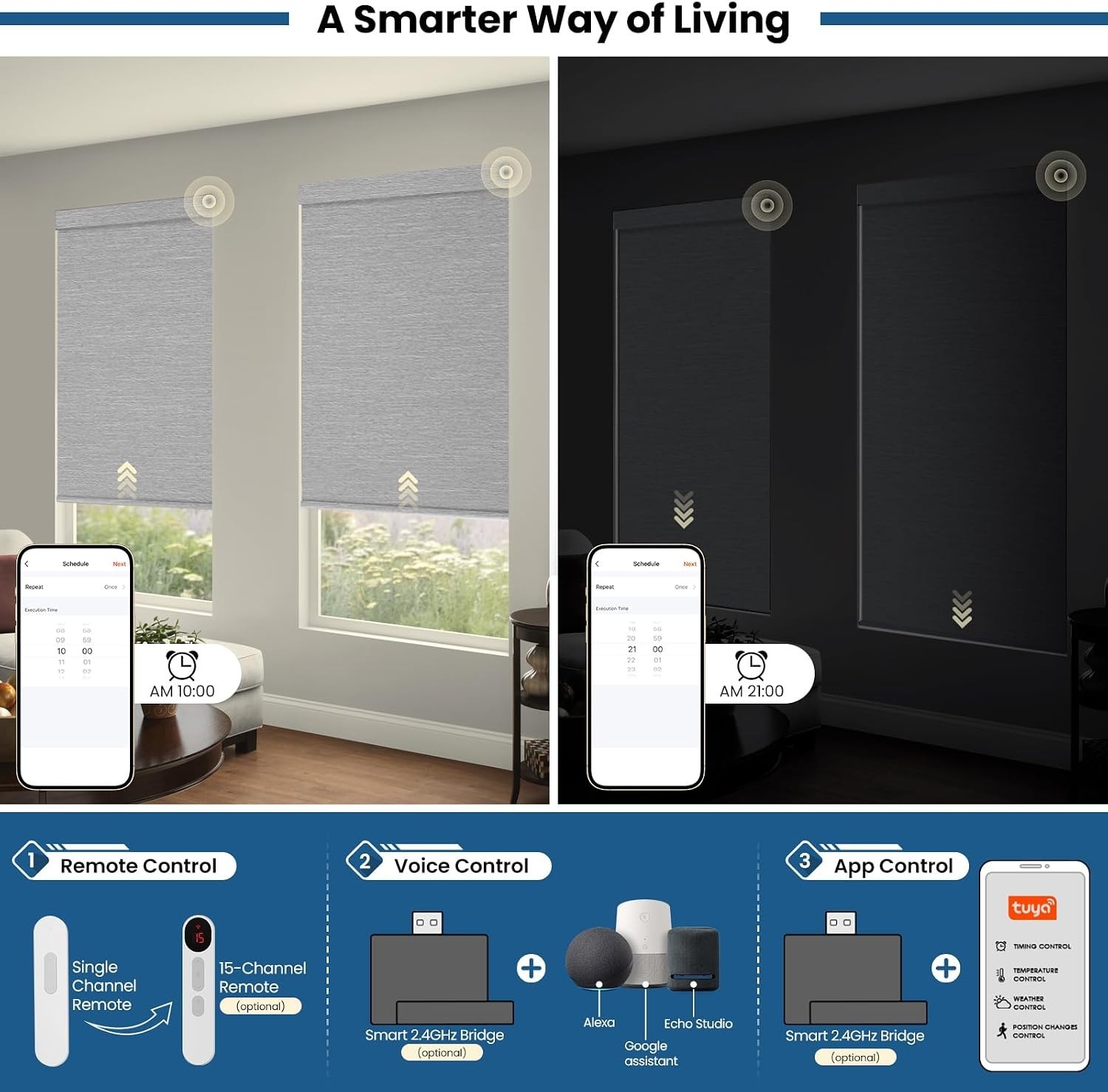 Motorized Blinds No Drill Automatic Blinds for Windows Cordless Roller Shades