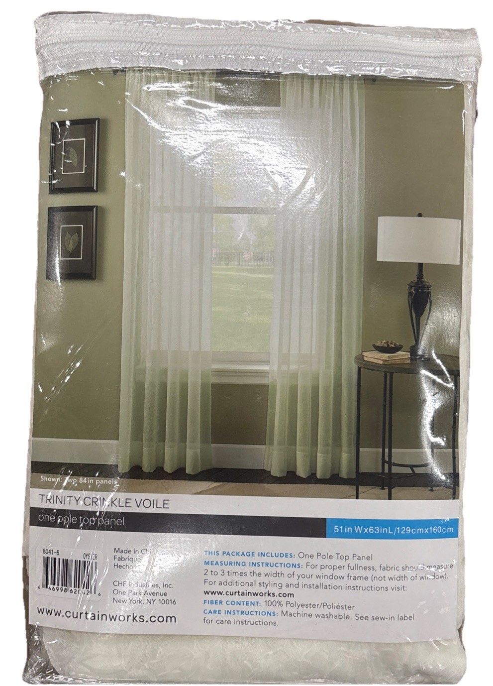 Curtainworks Trinity Crinkle Voile One Pole Top Panel Pack Of 2
