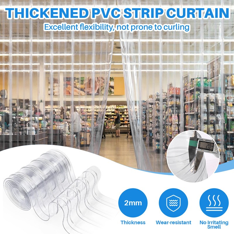 Plastic Vinyl Replacement Strip 7.87”x49.2ft / 82ft Clear PVC Door Curtain