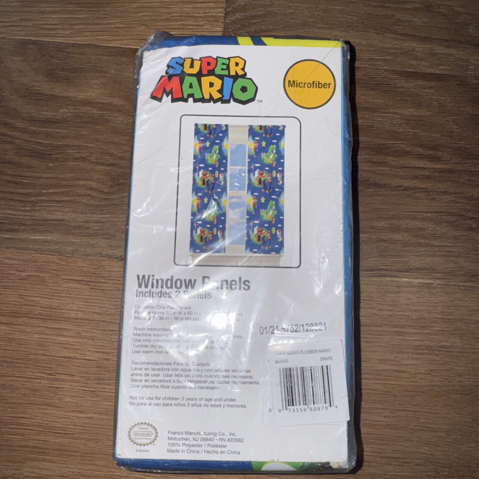 Franco Kids Window Panel Curtains Drapes Set 82 x 63 Nintendo Super Mario Bros