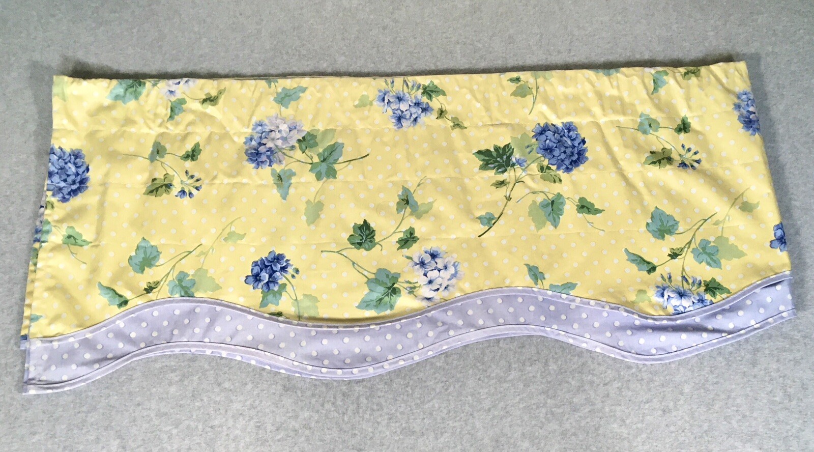 Waverly Valance Blossom Hill Hydrangea Yellow Blue Valance Dots 76 x 17 Cottage
