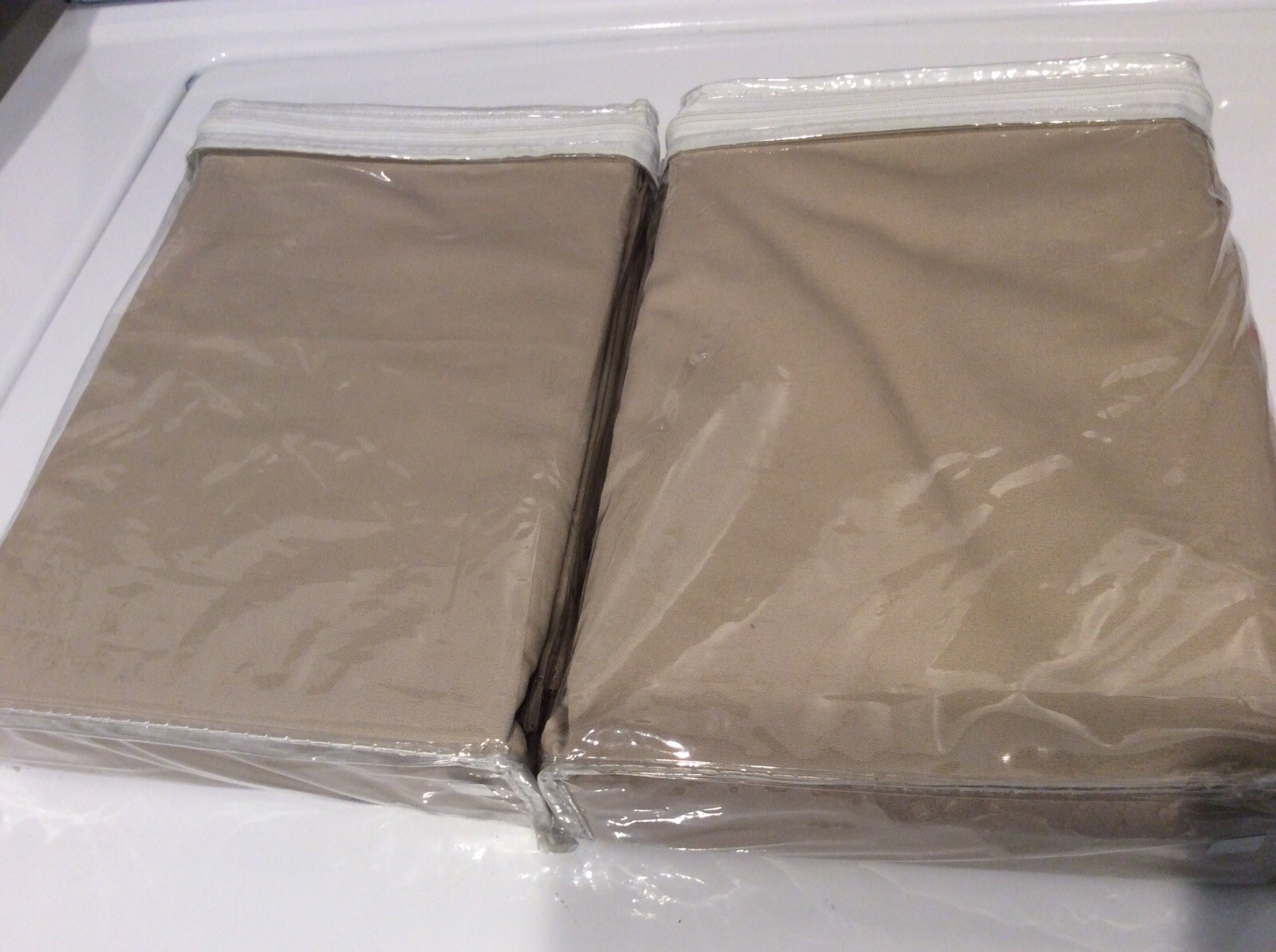 Window Valances Curtains Beige Linen PAIR 15 x 84 Tailored All Cotton – NEW