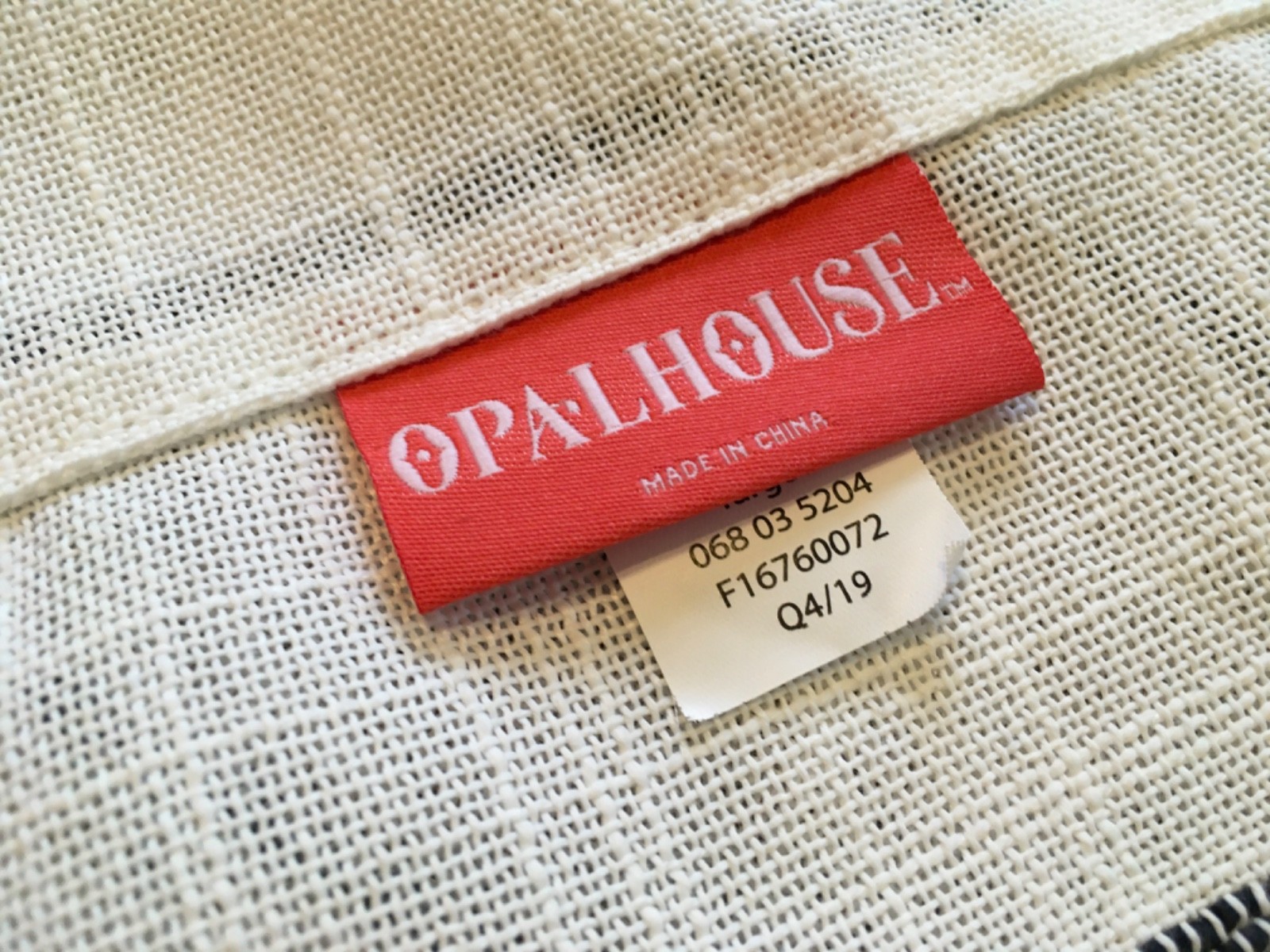 Opal House Window Valance white with black stripe & tassels 43×24 drop