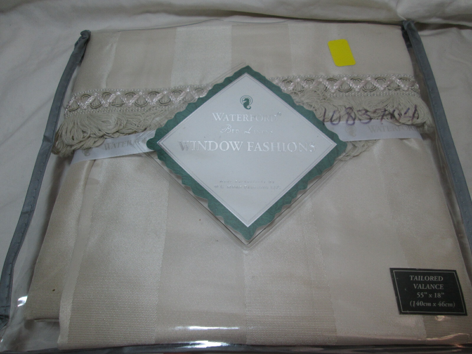 Waterford Luxury Window Tailored Valance 55″x18″ DUNLOE Platinum Brushed Fringe