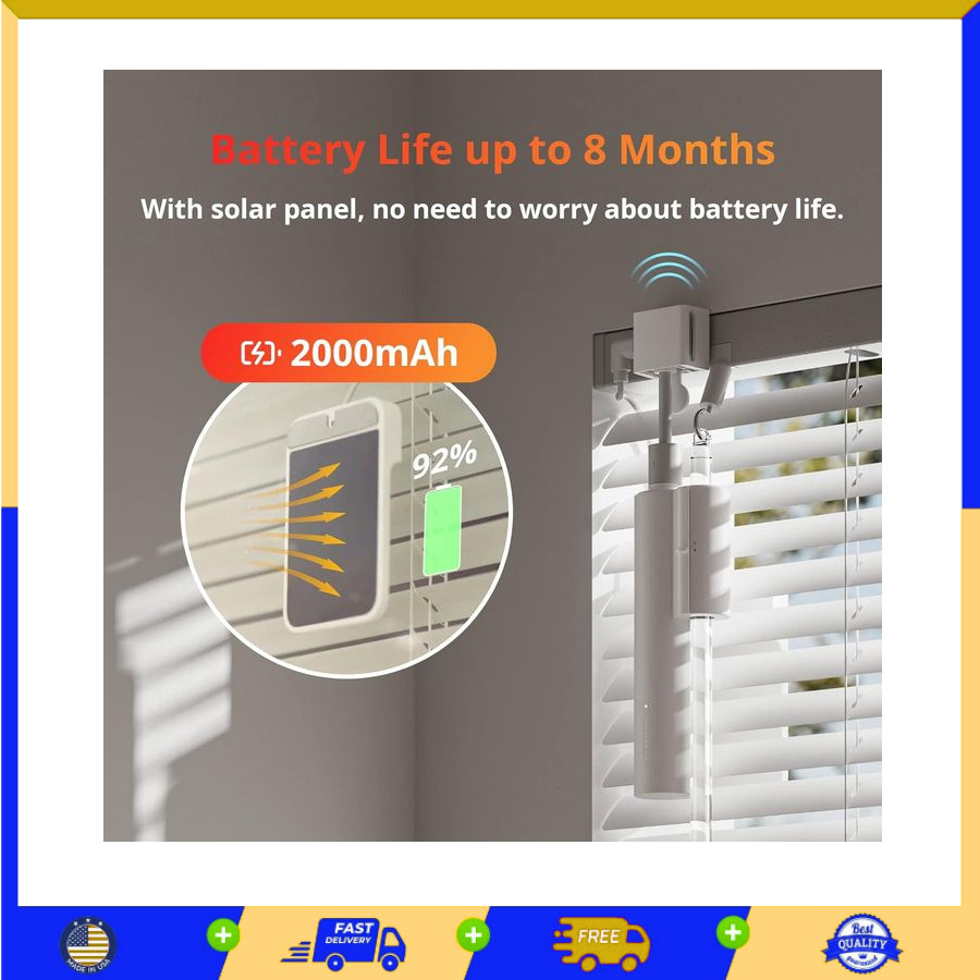 Motorized Blind Tilt Smart Electric Blinds Solar Bluetooth Light Sensor