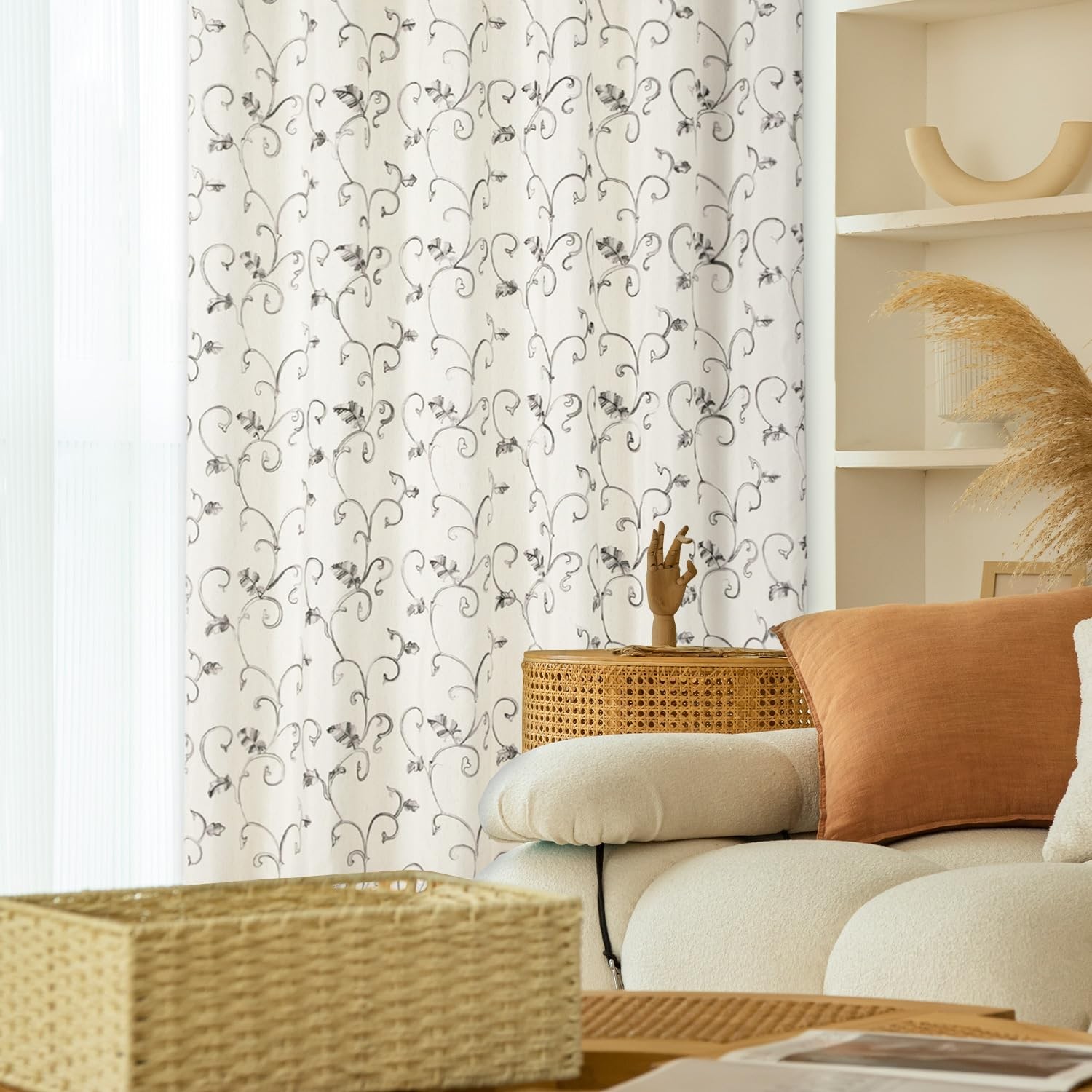 Vogol Extra Wide Grommet Curtains For Bedroom 1 Panel 84 X 84 Inches Vines