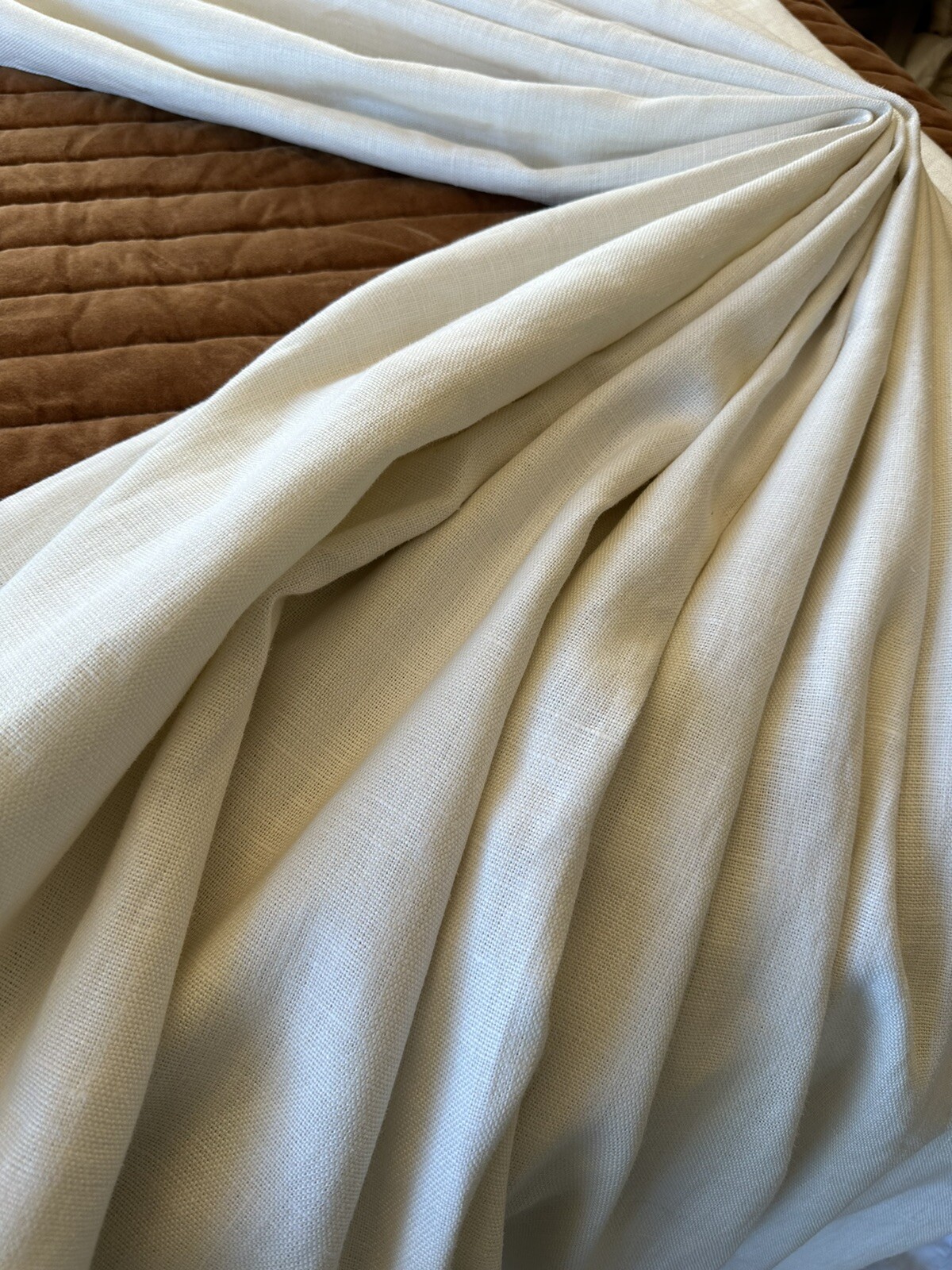Single Restoration Hardware Belgian Textured Linen Curtain 96×48 White Lined