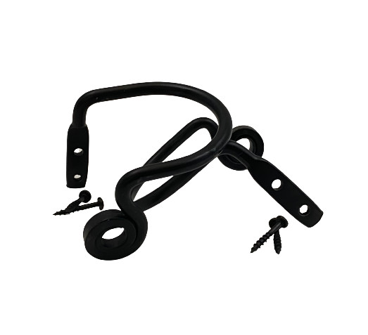 CURTAIN TIE BACKS – 2 Solid Wrought Iron Amish Hand Forged Scroll Holdback Hooks