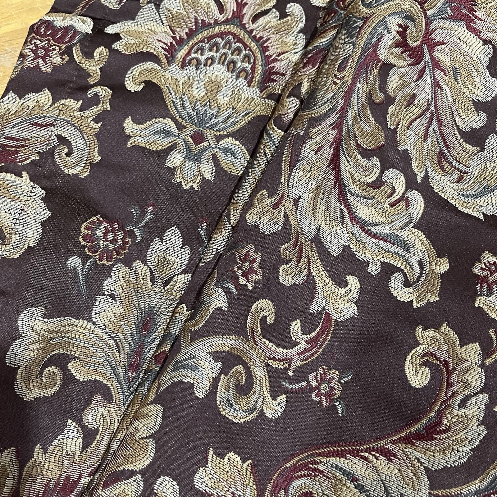 Croscill Curtain Panels Chocolate Brown Gold Jacobean Tie Back Set Of 2 42×84″