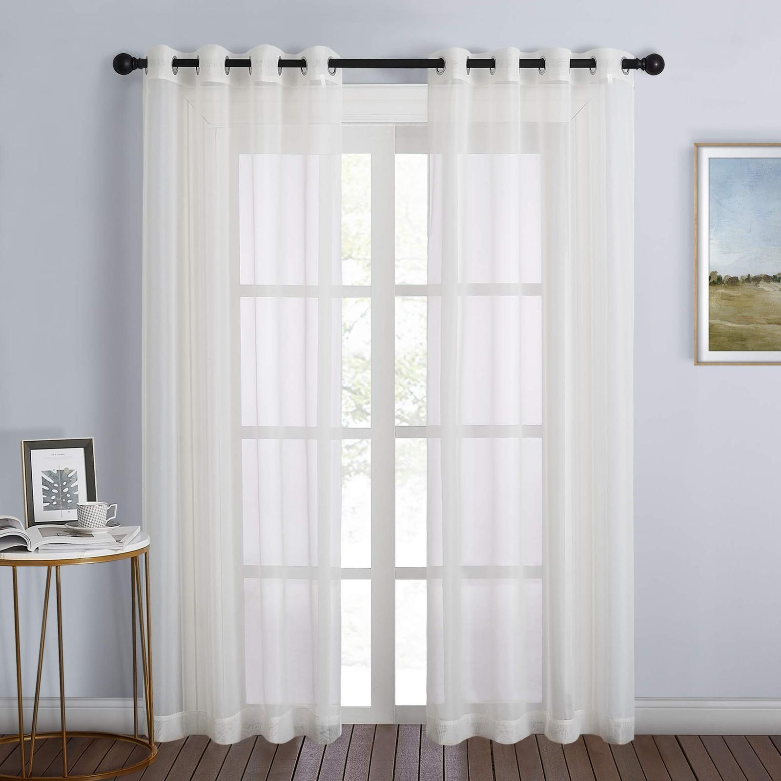 NICETOWN Sheer Curtains for Bedroom Windows 84 inch Length, Grommet Casual Vo…