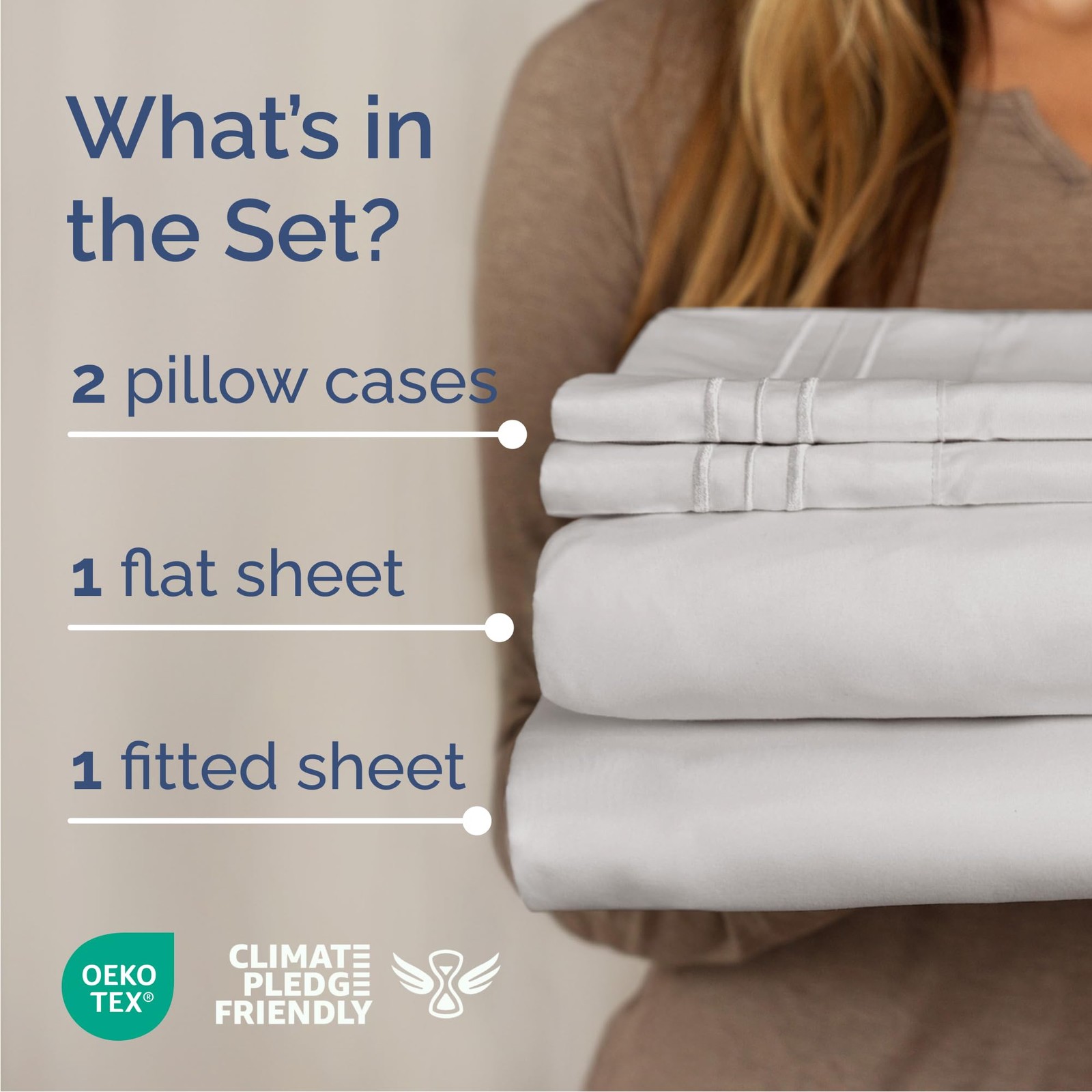 Queen Size 4 Piece Sheet Set – Comfy Breathable & Queen, 04 – French Grey