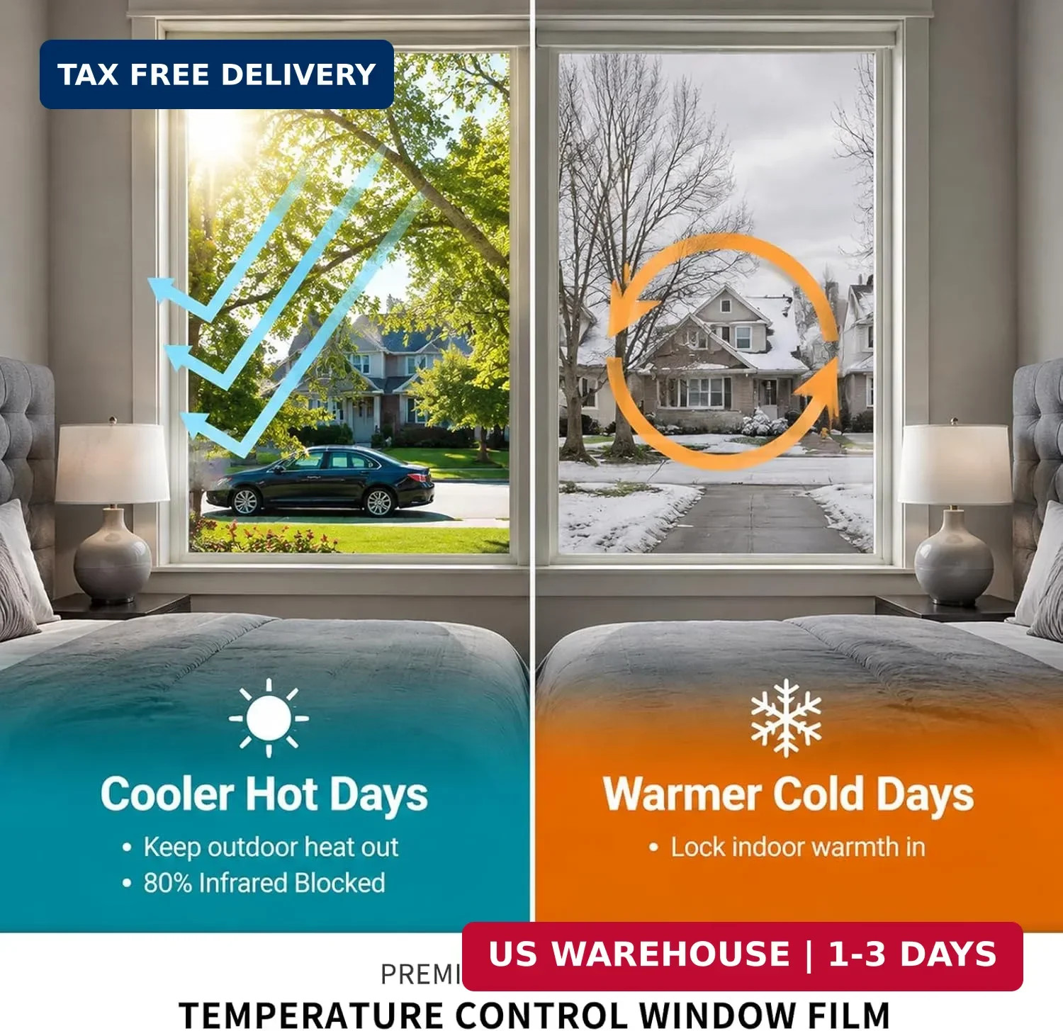 WPCTEV Window Film One Way Mirror Tint Vinyl Daytime Privacy Static Non-Adhesive