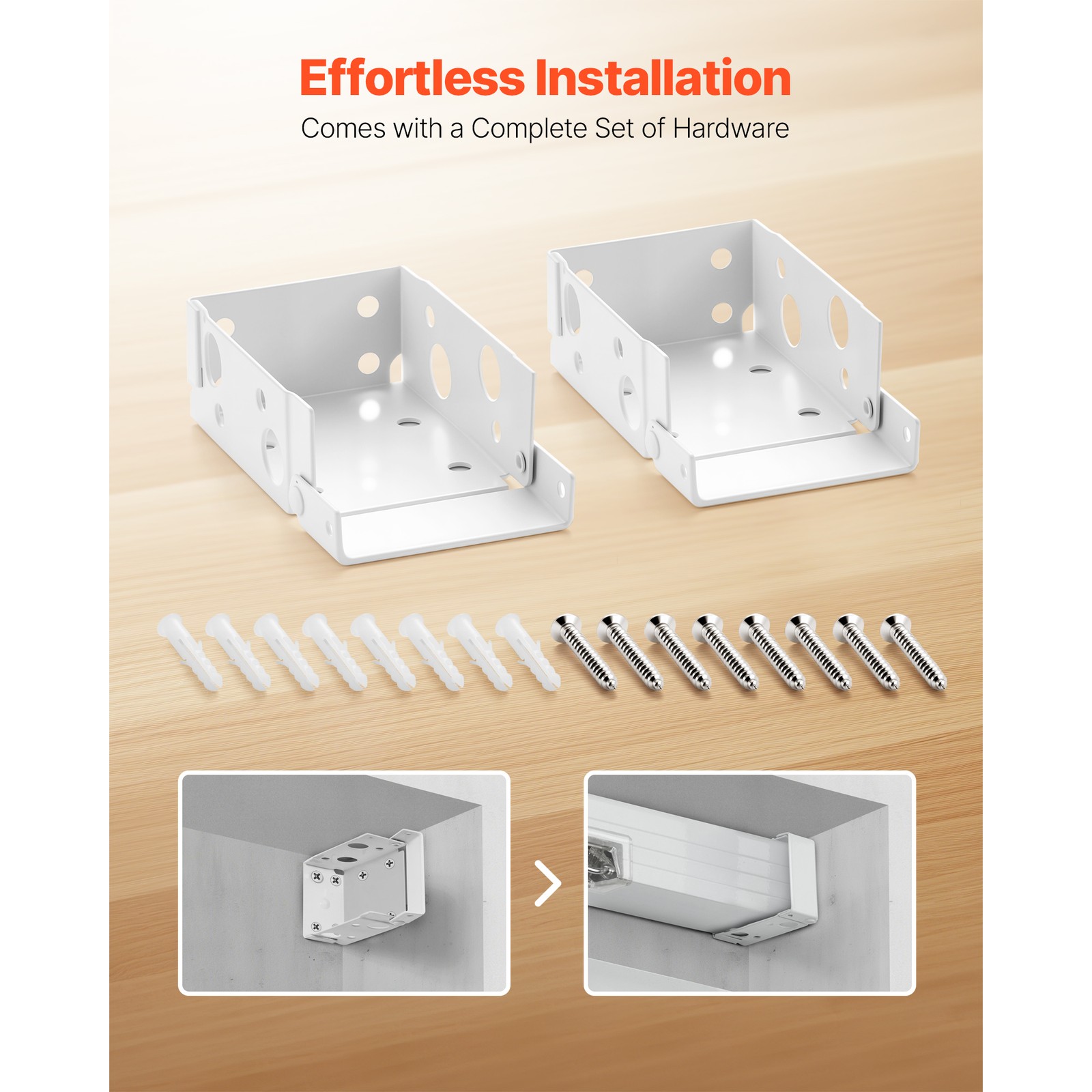 Uimoso Box Mounting Brackets for Window Blinds, 2 Pieces, White