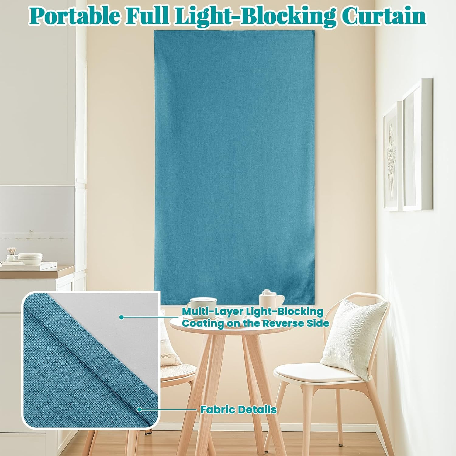 100% Blackout Magic Tape Stick on Curtains Window Shades Pull down Blackout Wind