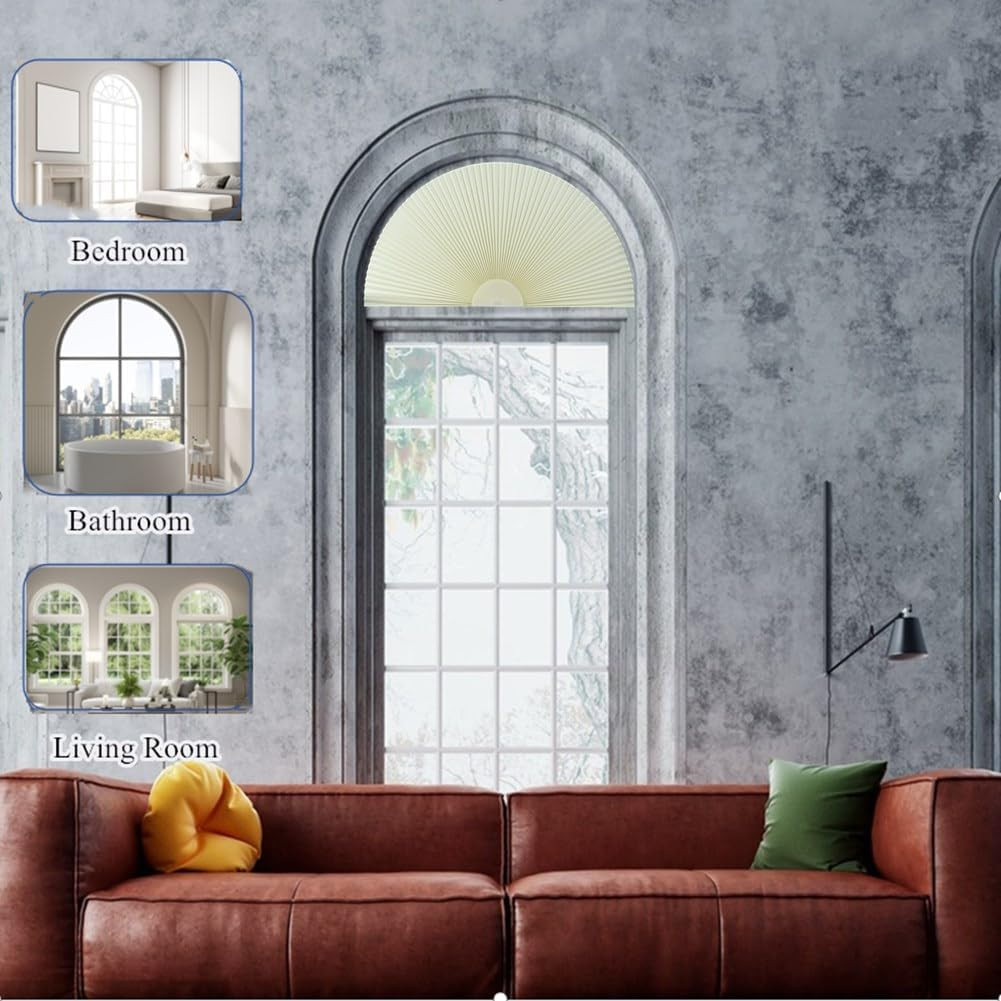 Arch Window Shade Blackout Cellular Shades Half Circle Moon Window Covering No