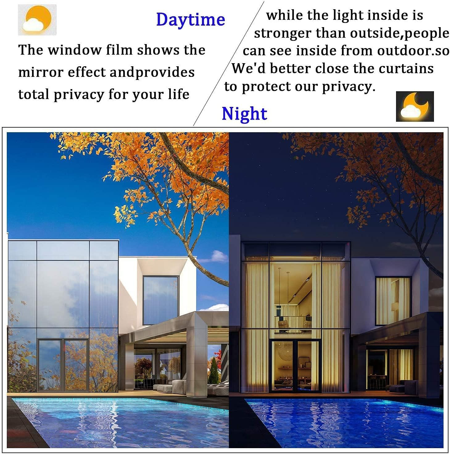 One Way Window Film Daytime Pravicy Window Film Mirror Effect Reflective