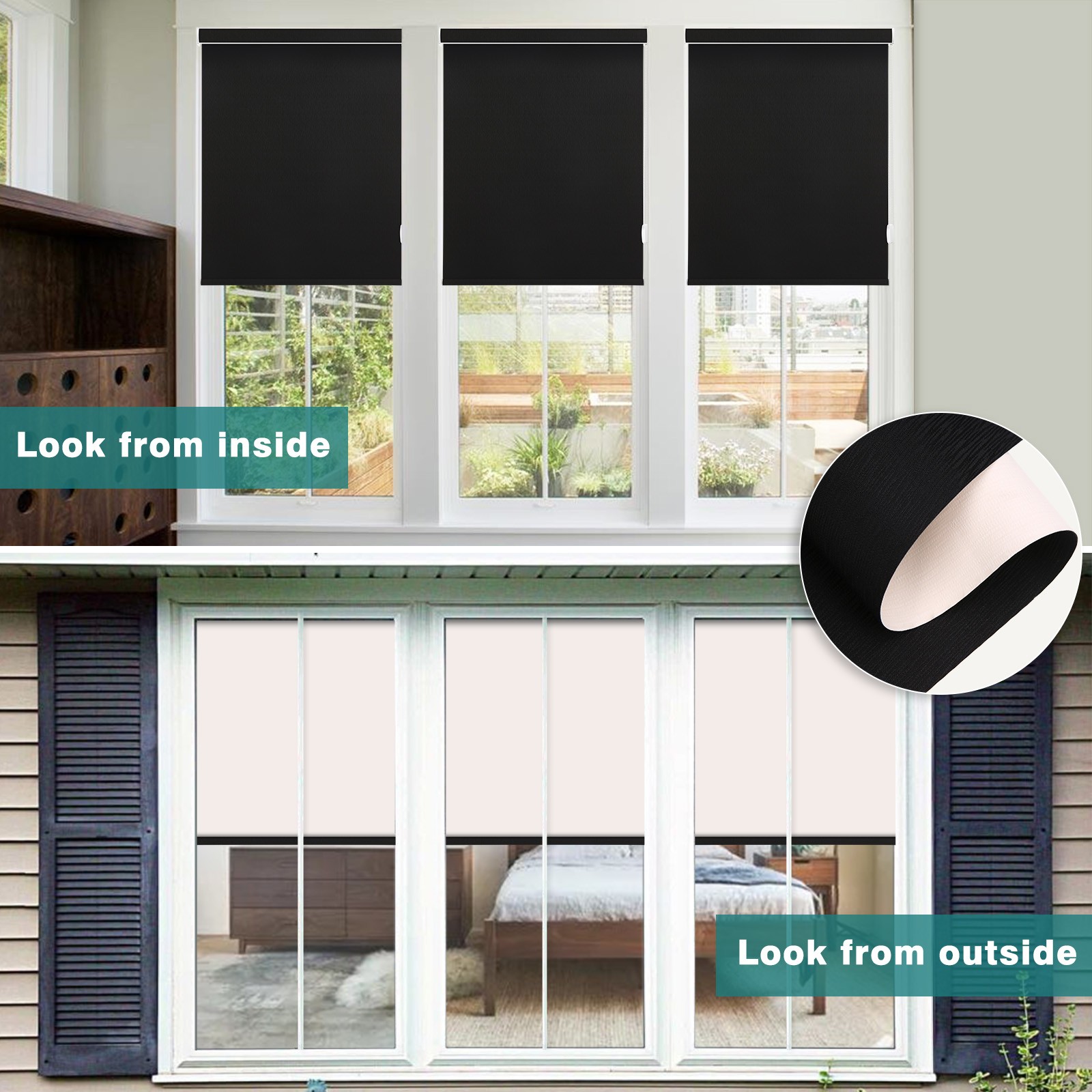 Changshade CUSTOM Made Blackout Window Blinds Corded Roller Shade Roll-up Blind