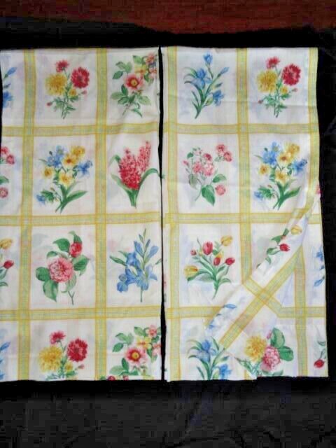 SPRINGS YELLOW BOTANICAL ROSES PINK BLUE GREEN FL (2PC) CURTAINS PANELS 40X84