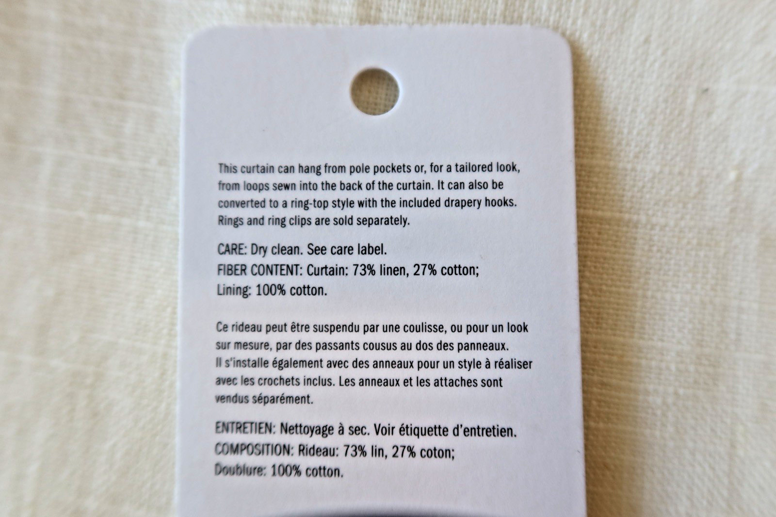New Set/2 Pottery Barn Emery Linen/Cotton Curtain 50”x84” Ivory, Light Filtering