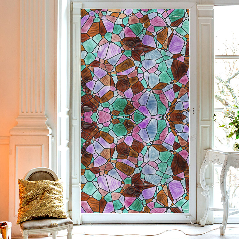 3D Rainbow Glass Privacy Film Stained Static Cling Sticker Frosted Window /Decor