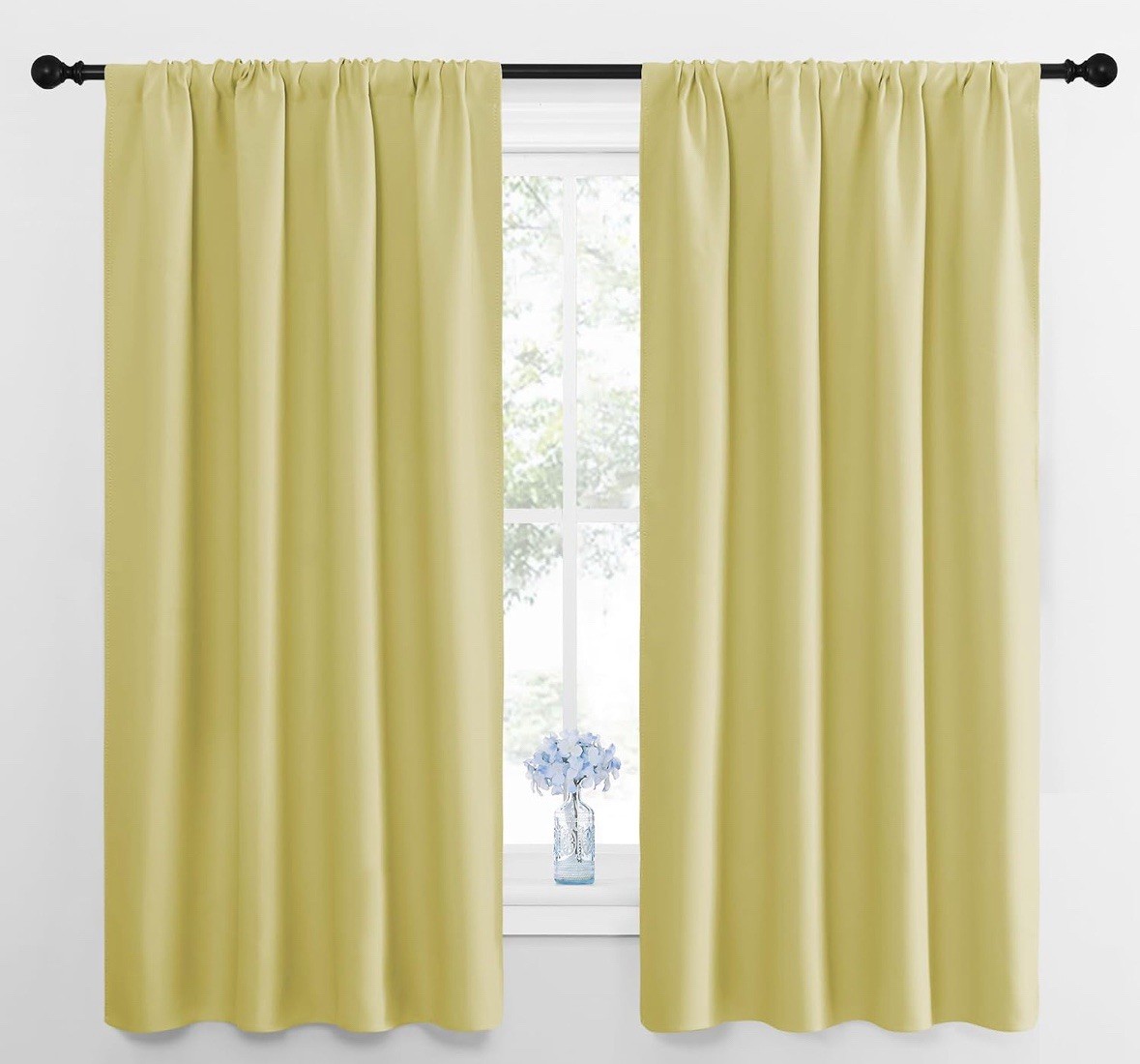 42×70 Pale Yellow Room Darkening Curtains 2 Panels