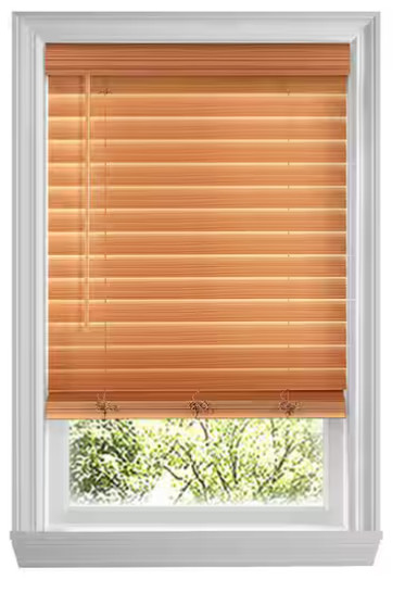 Chestnut Cordless Premium Faux Wood blinds with 2.5 in. Slats Size 26″W x 48L