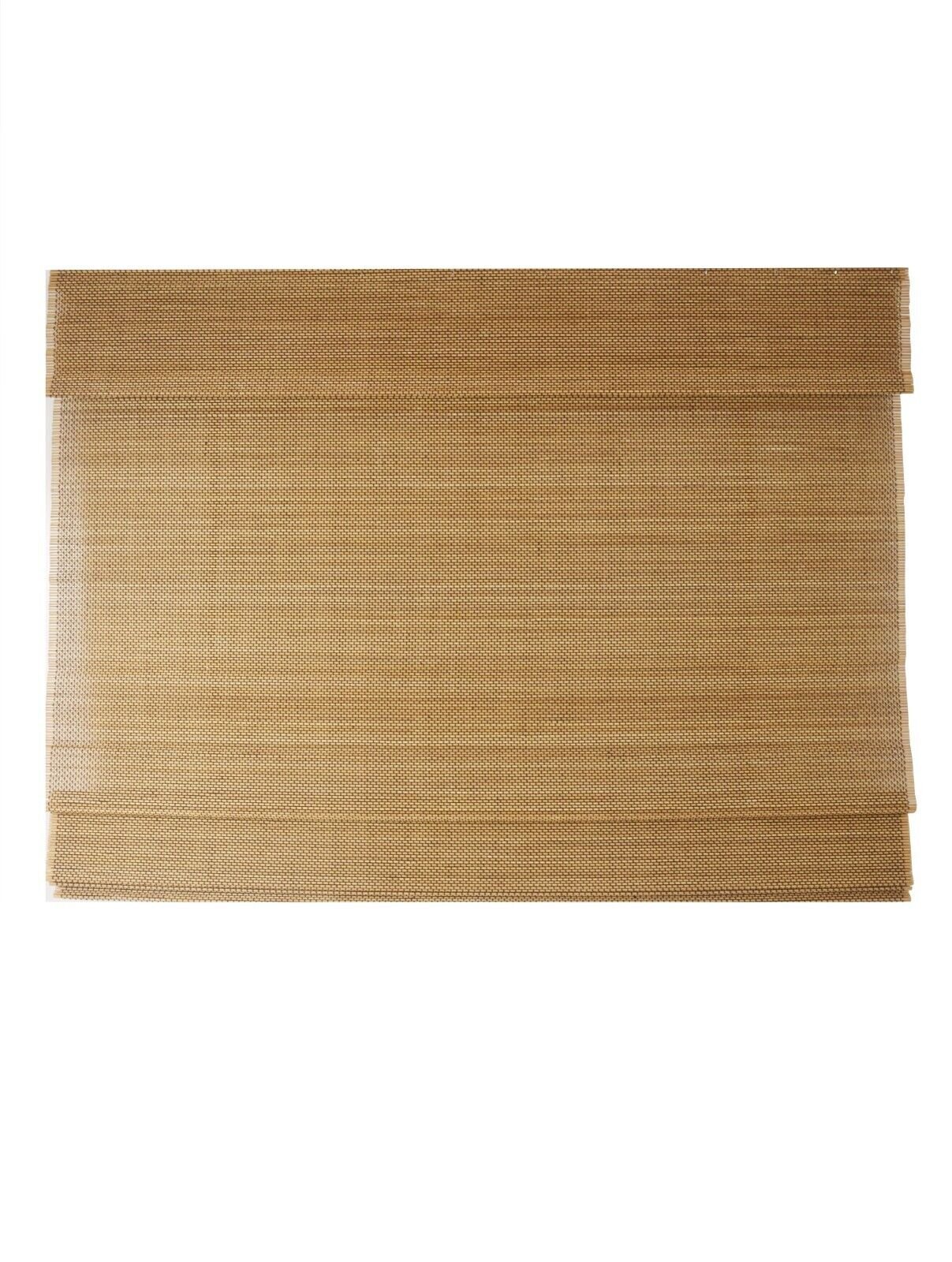 Cordless Light Filtering Bamboo Roman Window Blind Sun Shade w/ Valence – Beige