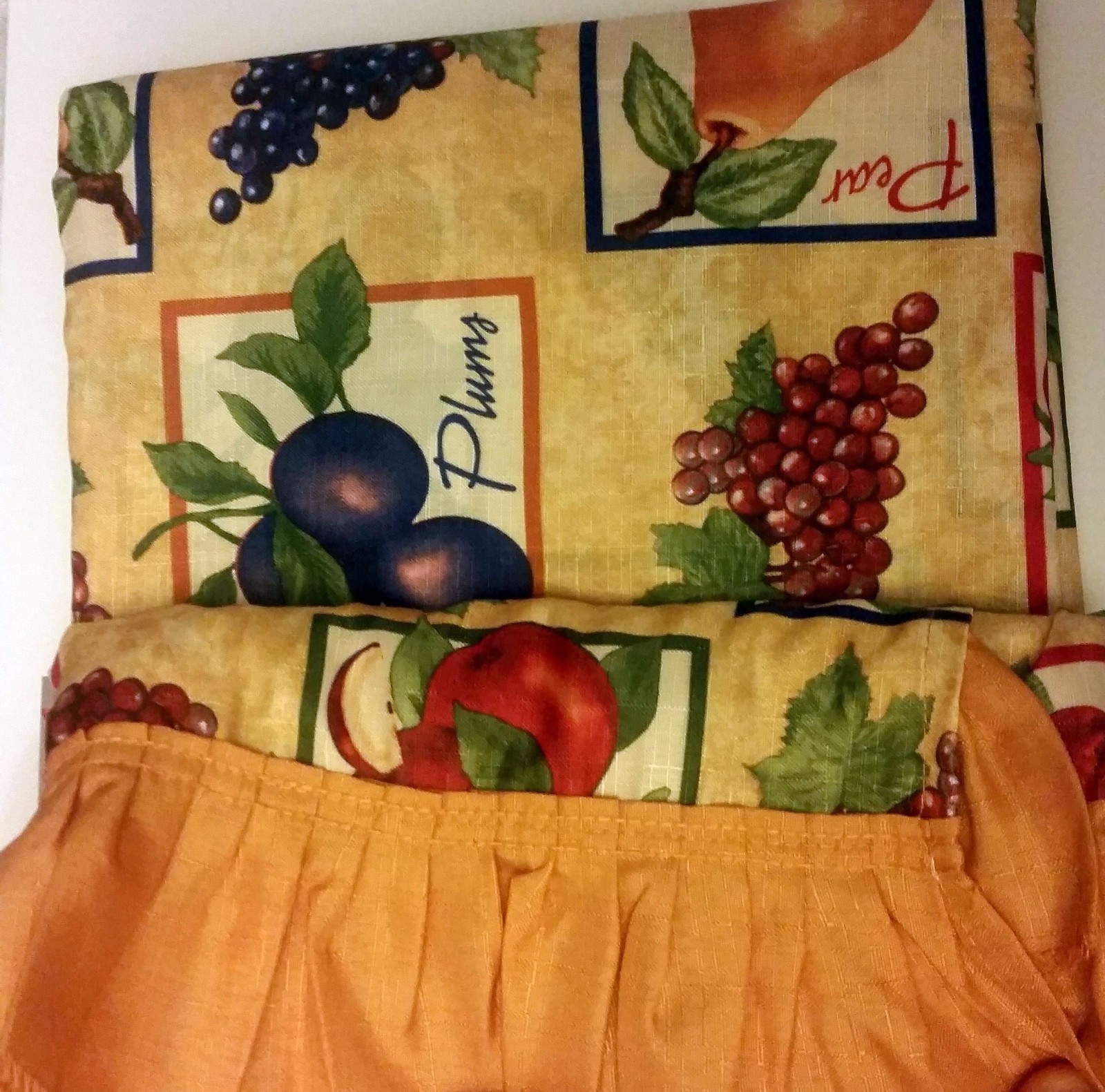 3pc Printed Kitchen Curtains Set:2 Tiers (30″x36″) & Swag (60″x36″)FRUITS BOX,LX