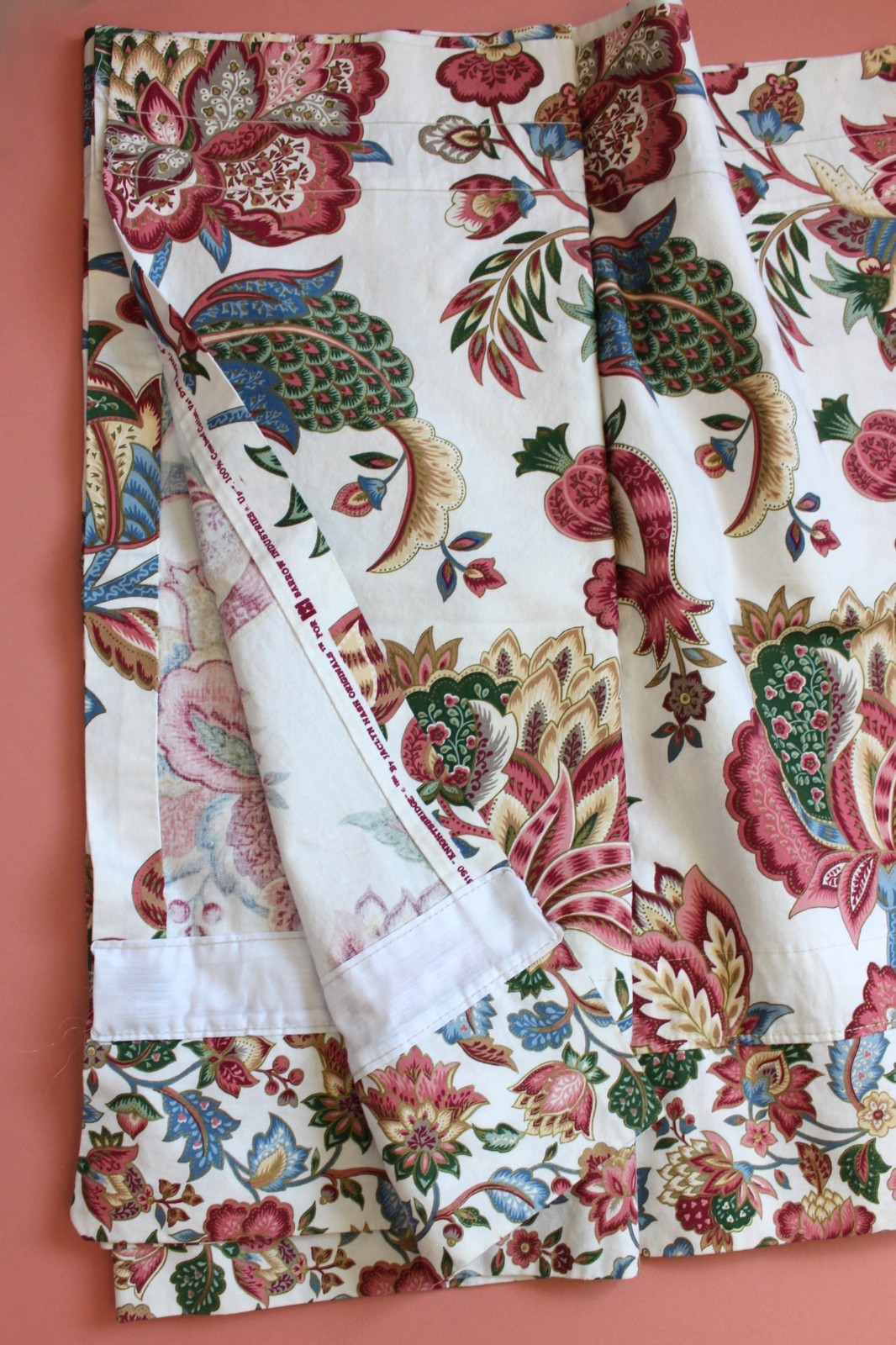 Custom Jacobean Floral Knightsbridge Valance 77×23 Dual Header Vintage 1990s