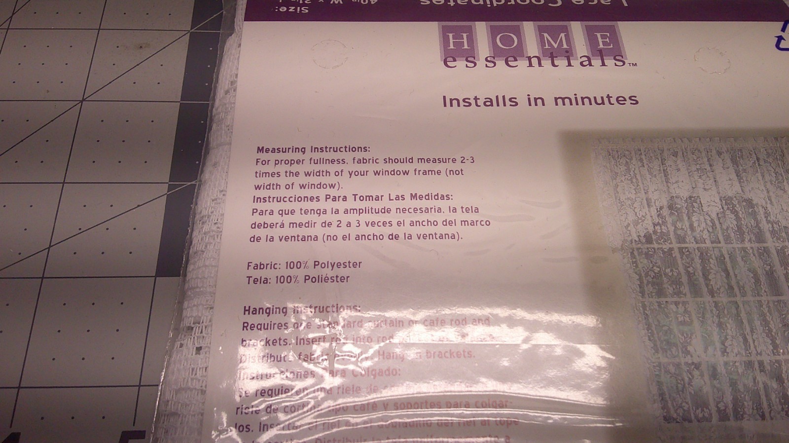 Home Essentials White Foliage Lace Insert Valance 40 X 21 in.