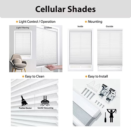Eco Estates Honeycomb Cordless Light Filtering Cellular Shade 36 1/2 x 48