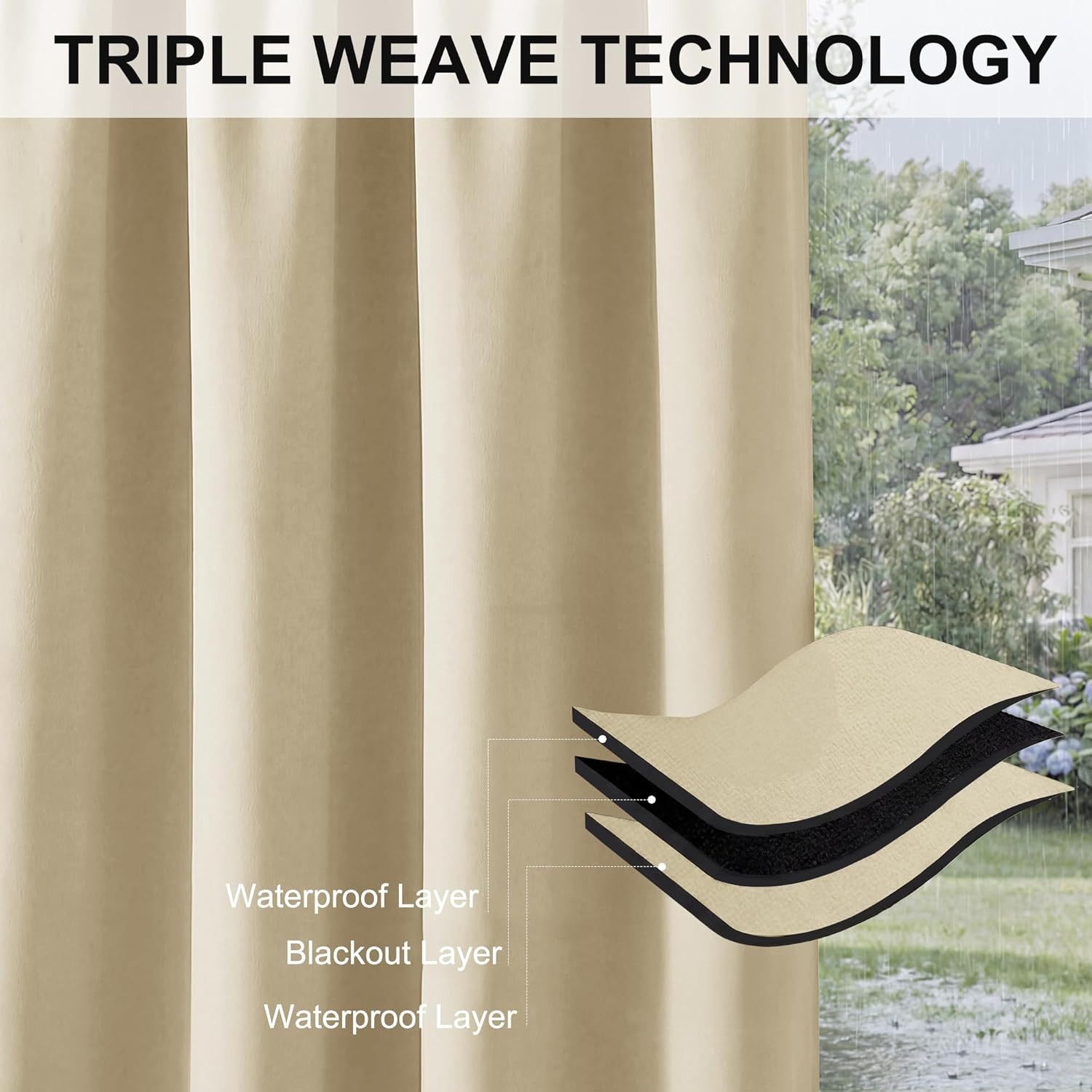Outdoor Waterproof Patio Curtains 52×84 Thermal Sun Blocking Privacy Panel
